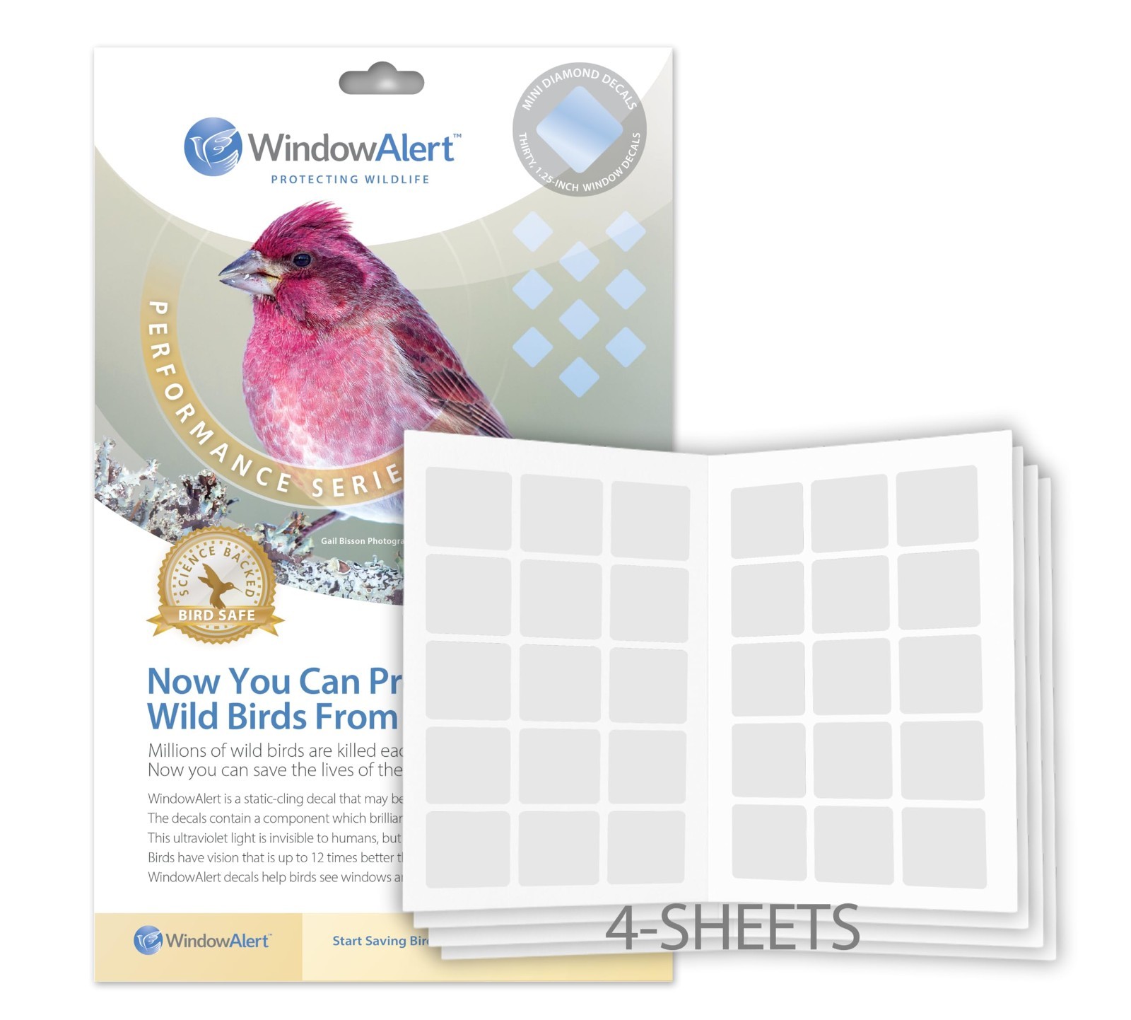 Diamond Anti-Collision Window Decals – UV-Reflective Bird Protection 4 Sheets