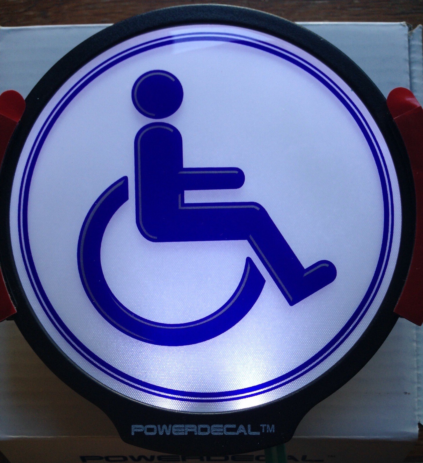 Handicap(White)Light Up Decal Powerdecal Backlit LED Motion Sensing Auto Decal