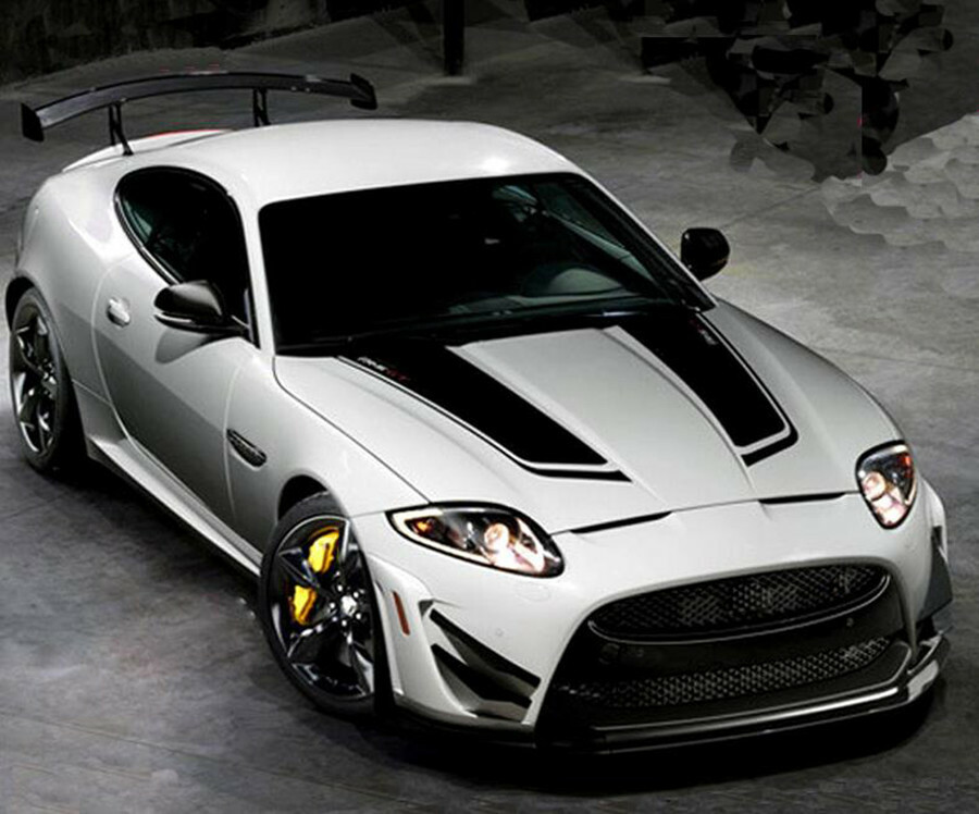 2x Black Accessory Car Hood Sports Long Stripe Vinyl Decals Car-Styling Stickers