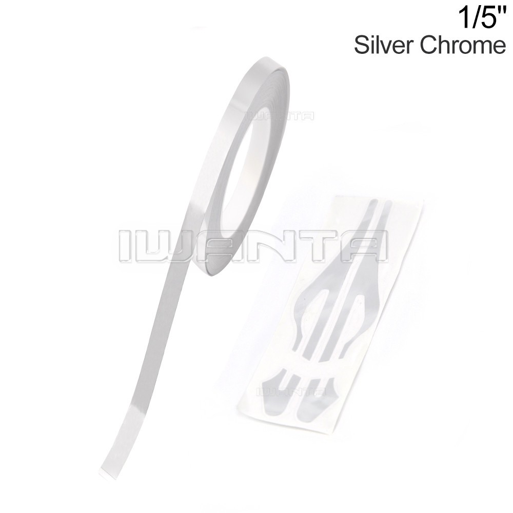 1/5″ 5mm Matte Black & Silver Chrome Pinstriping Pin Stripe DIY Decal Sticker