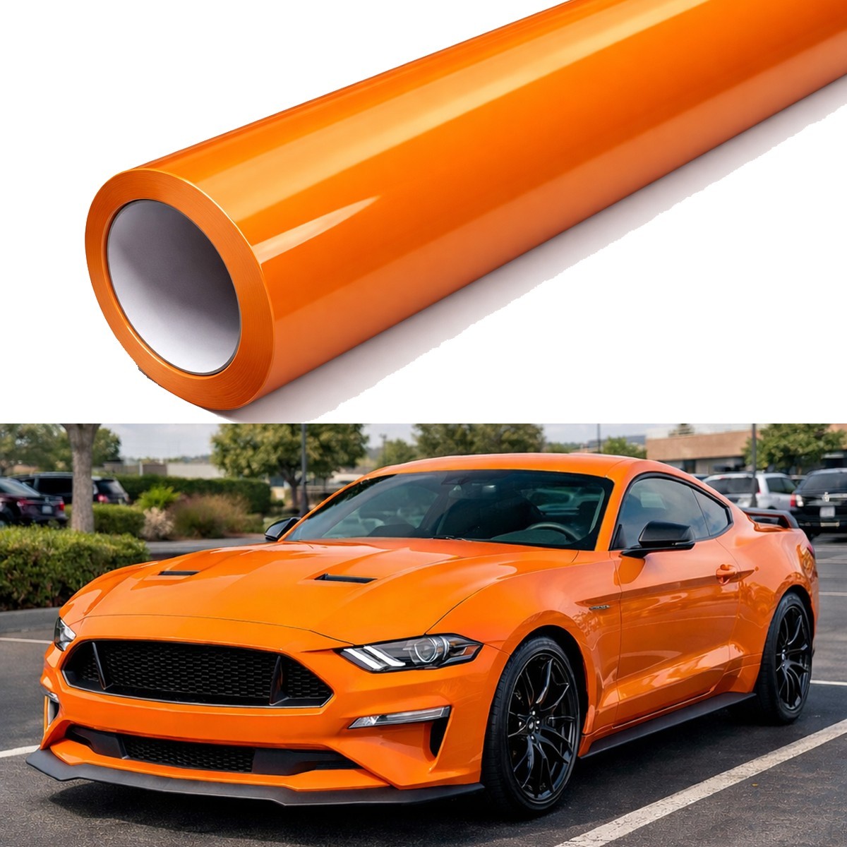 36″x60″ Ultra Gloss PET Liner McLaren Orange Car Vinyl Wrap Air Release 3FTX5FT