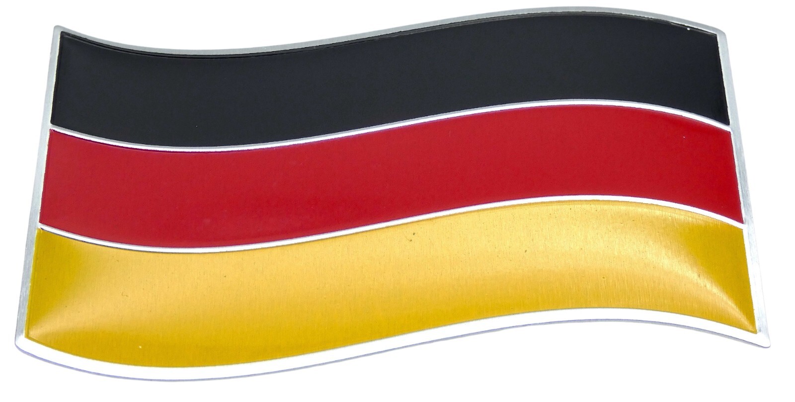 ALUMINUM Germany Flag Wavy Car Sticker Decal Emblem Auto Truck SUV 3.12″ x 1.75″