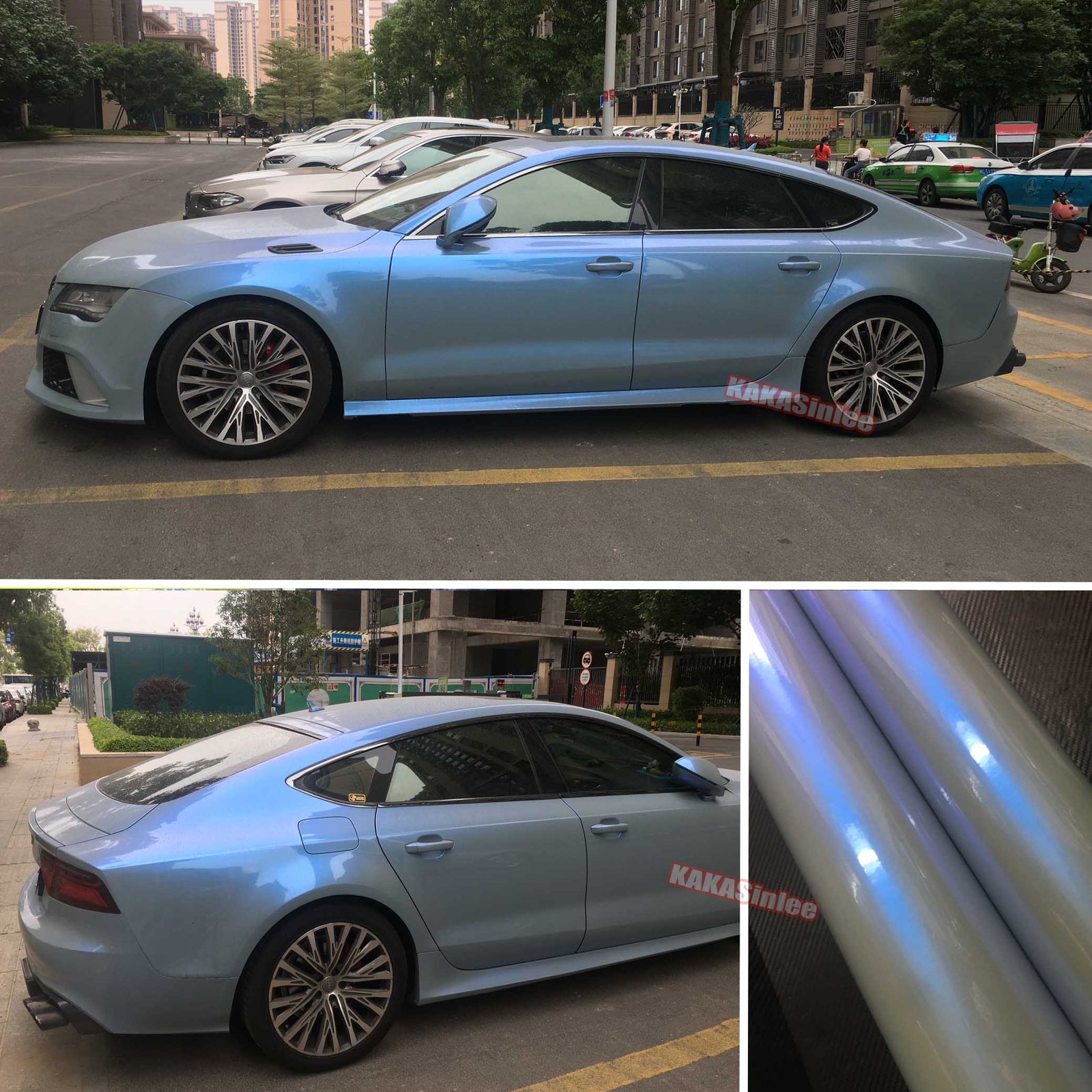 Blue / Full Car Wrap Pearl Metal Mirror Chrome Chameleon Vinyl Satin Sticker US