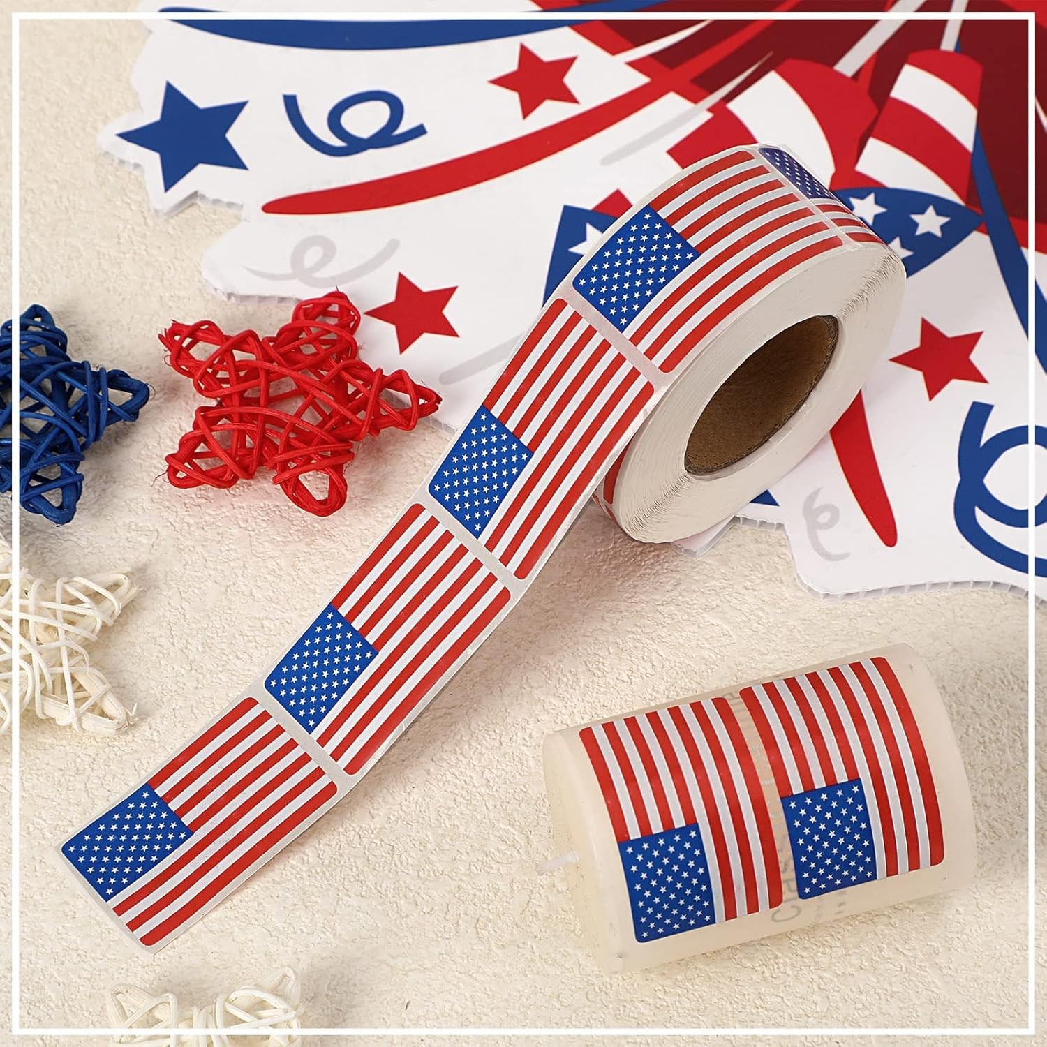 2×1.22 Inch Patriotic American Flag Stickers – Ideal for Decorations & Events