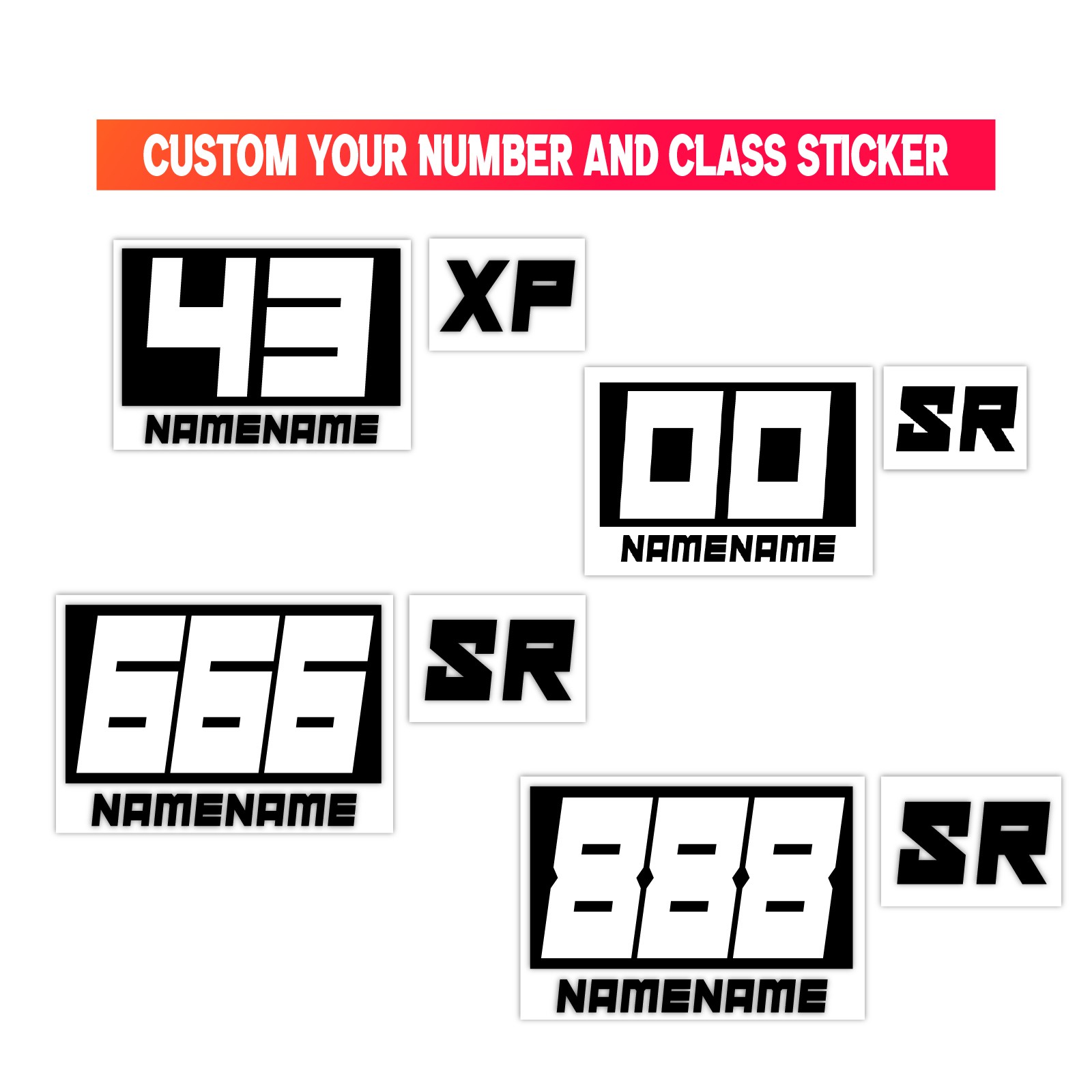 Custom Autocross Number Class Magnet Decal x2 12″ 14″ 16″ – Style B Plate