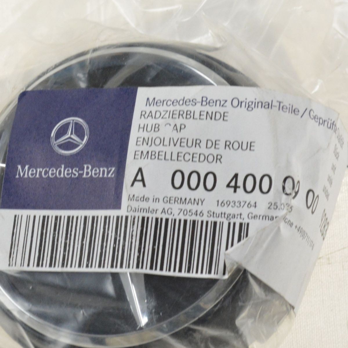 NEW OEM 00040009009283 Raised Chrome & Black Wheel Center Cap for Mercedes Benz
