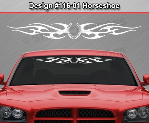 116-01 HORSESHOE Windshield Decal Window Sticker Vinyl Graphic Design Trailer
