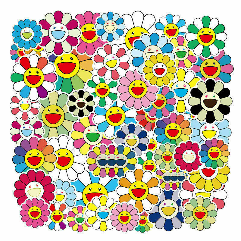 50 Pack Sticker Bomb Takashi Murakami Flower Rainbow Skateboard Laptop Decals