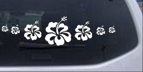 Hibiscus Flowers Row Car or Truck Window Laptop Decal Sticker 8X2.1