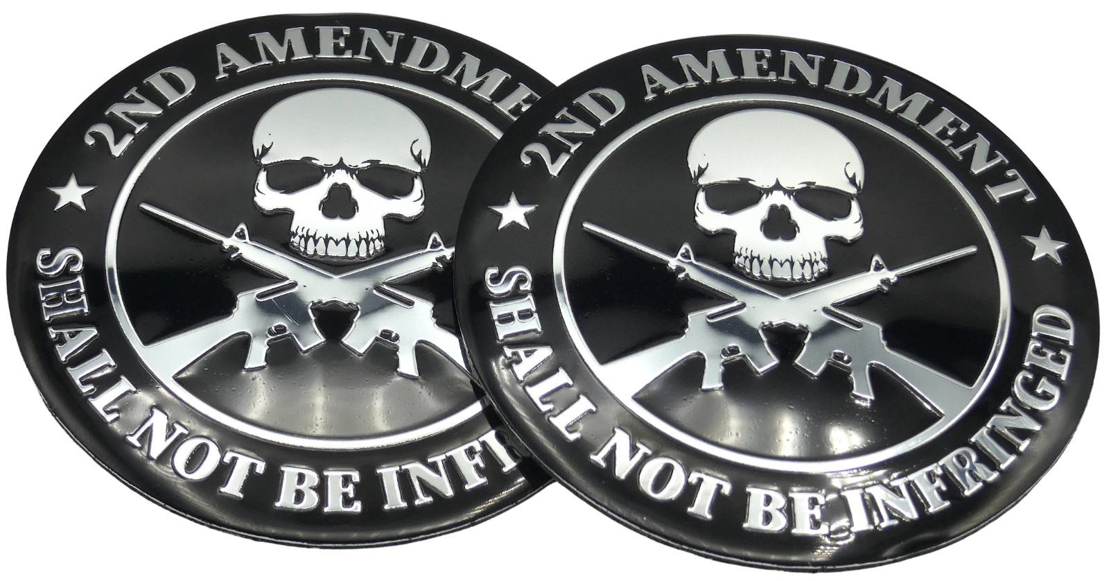 2x Metal 2nd Amendment Decal Sticker Emblem Badge Auto Car Truck Dome 2.20″