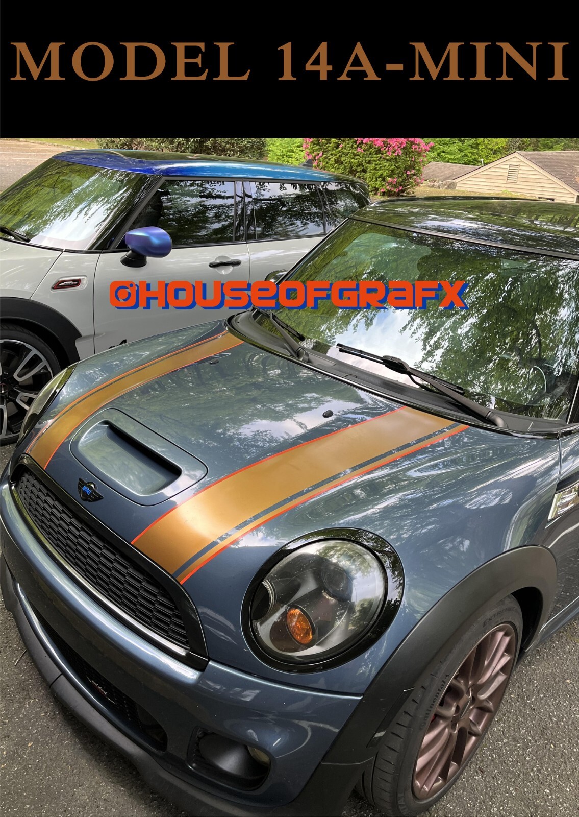 2 color Bonnet Boot stripe stripes decals graphics fit any yr model Mini Cooper