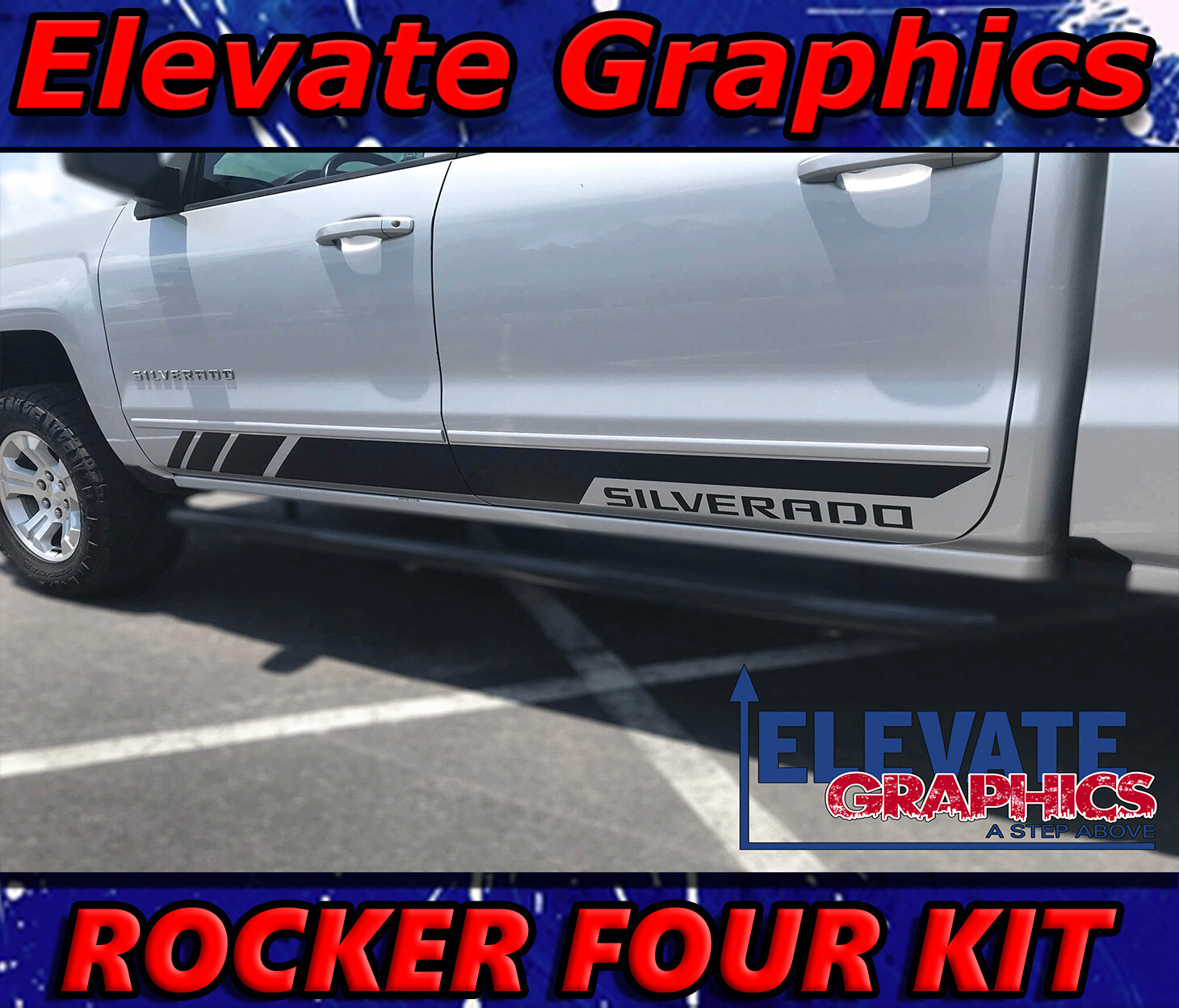 Fits Chevy Silverado Rocker Four Graphics Vinyl Stripes Decals Sticker 1999-2024