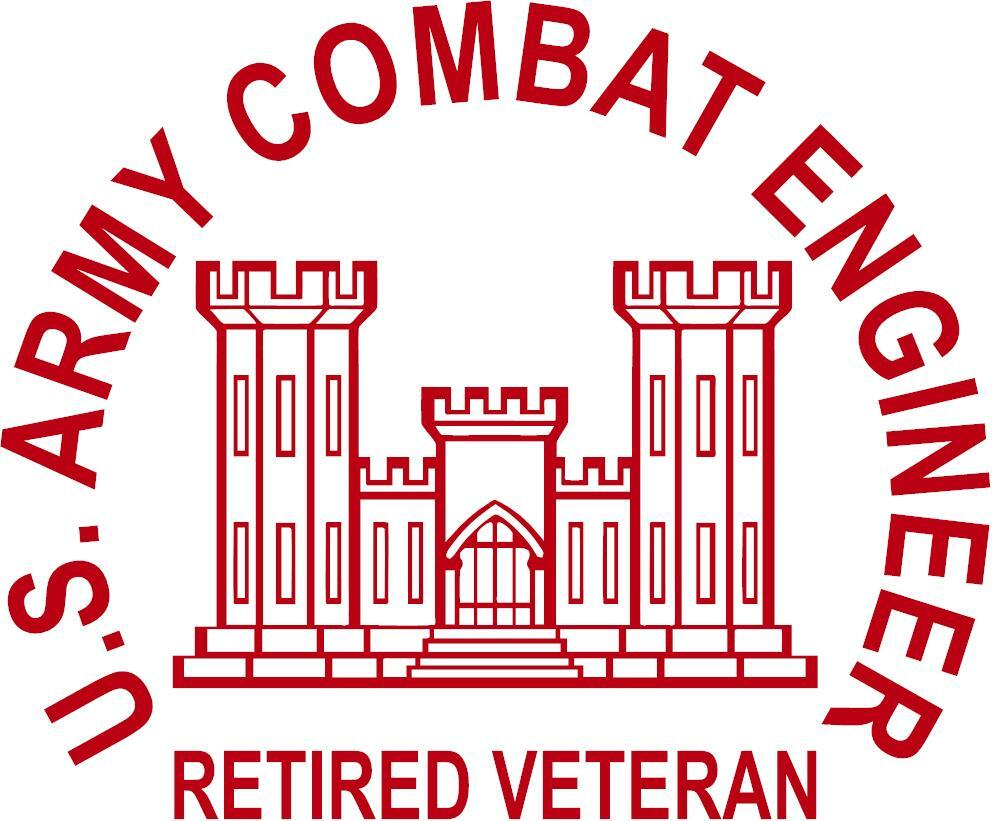 “U.S. ARMY COMBAT ENGINEER RET VET ” 3 Mil Vinyl Sticker for Car/Truck Window