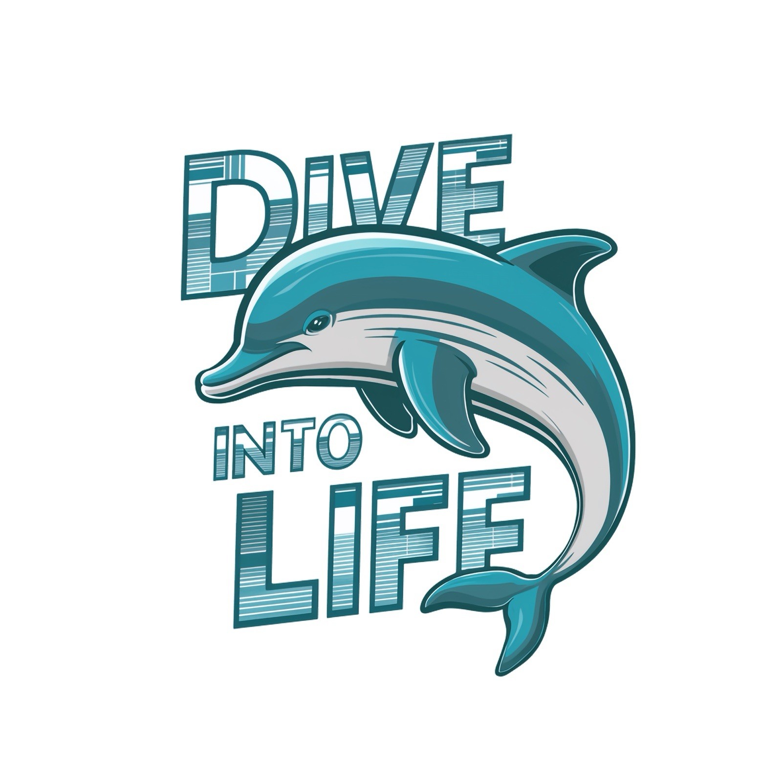 Cute Animal Quotes Sticker (2 Inch) Funny Dolphin Dive Into Life !