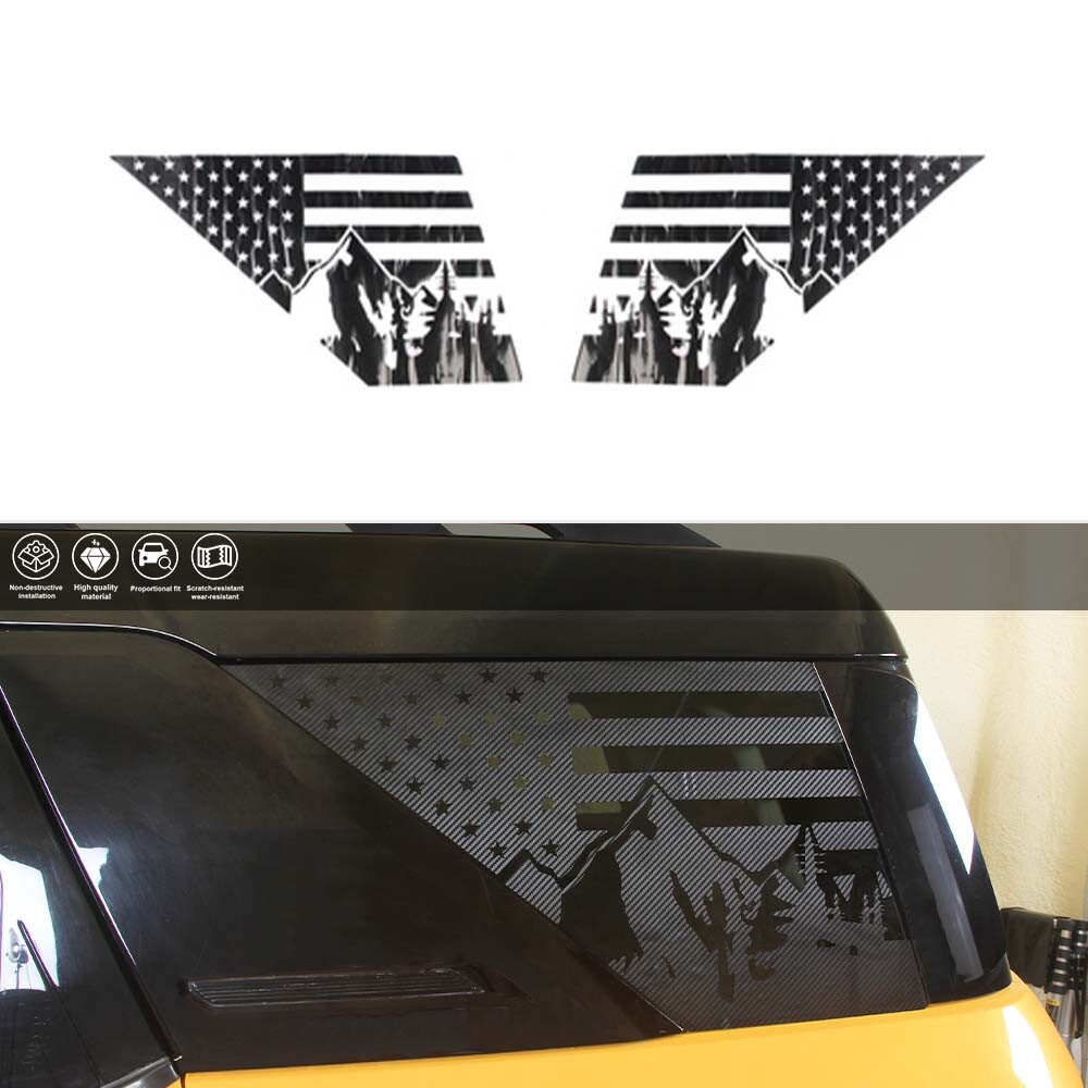 Exterior Rear Window Cover Sticker Decals For Ford Bronco Sport 21+ Carbon fiber