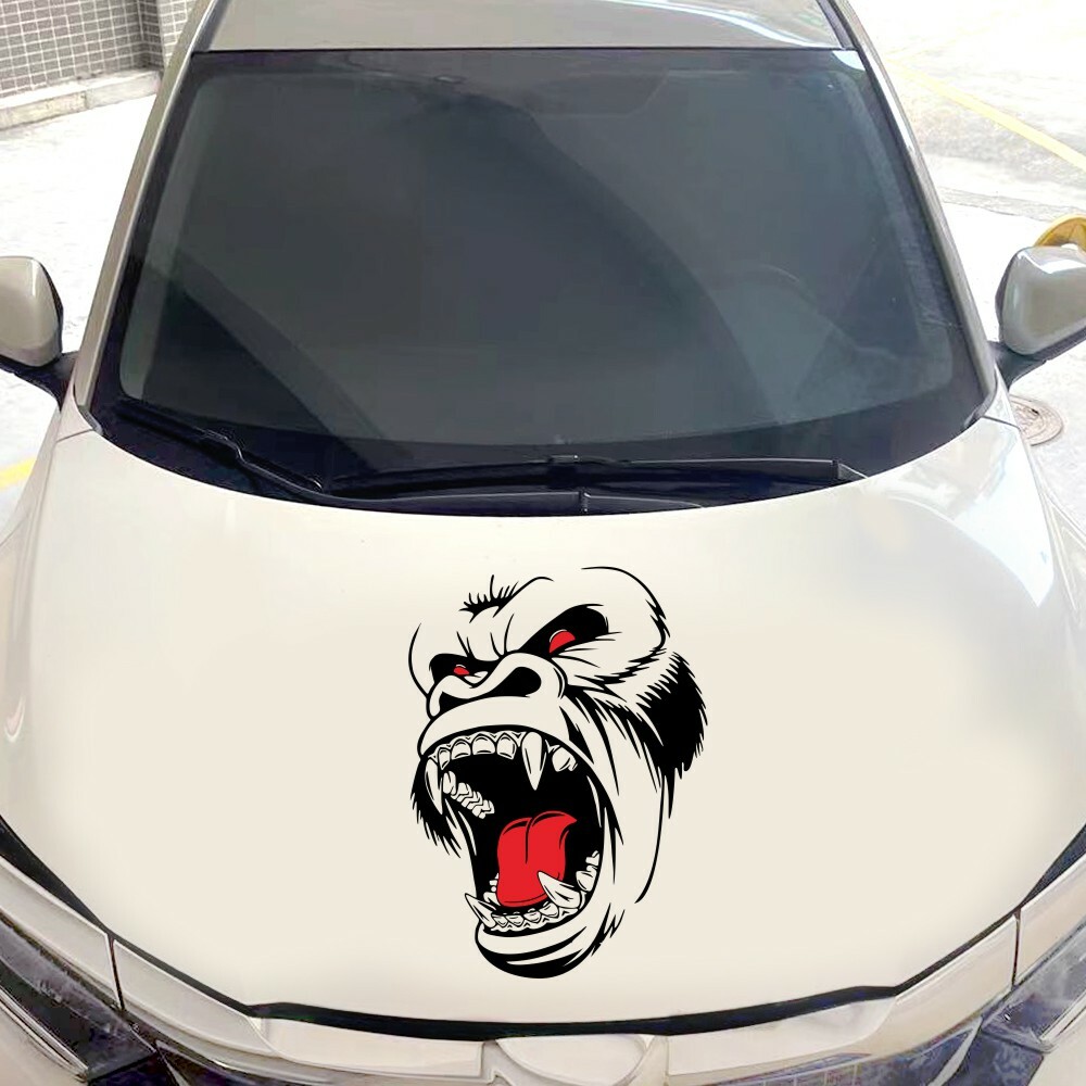 Car Truck Window Hood Stickers Left+Right Side Door Decor Horror Ape Totem 2Pcs