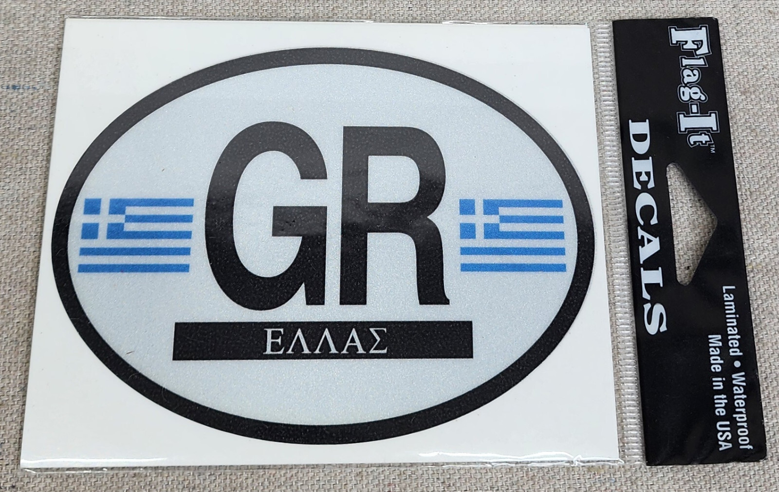 NEW Greece Flag-It Oval Reflective Decal Sticker Auto RV Bumper Country Flag