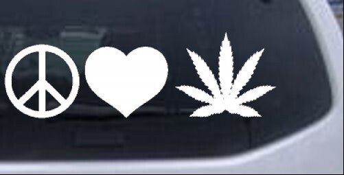 Peace Love Marijuana Pot Cannabis Car Truck Window Laptop Decal Sticker 10X3.3