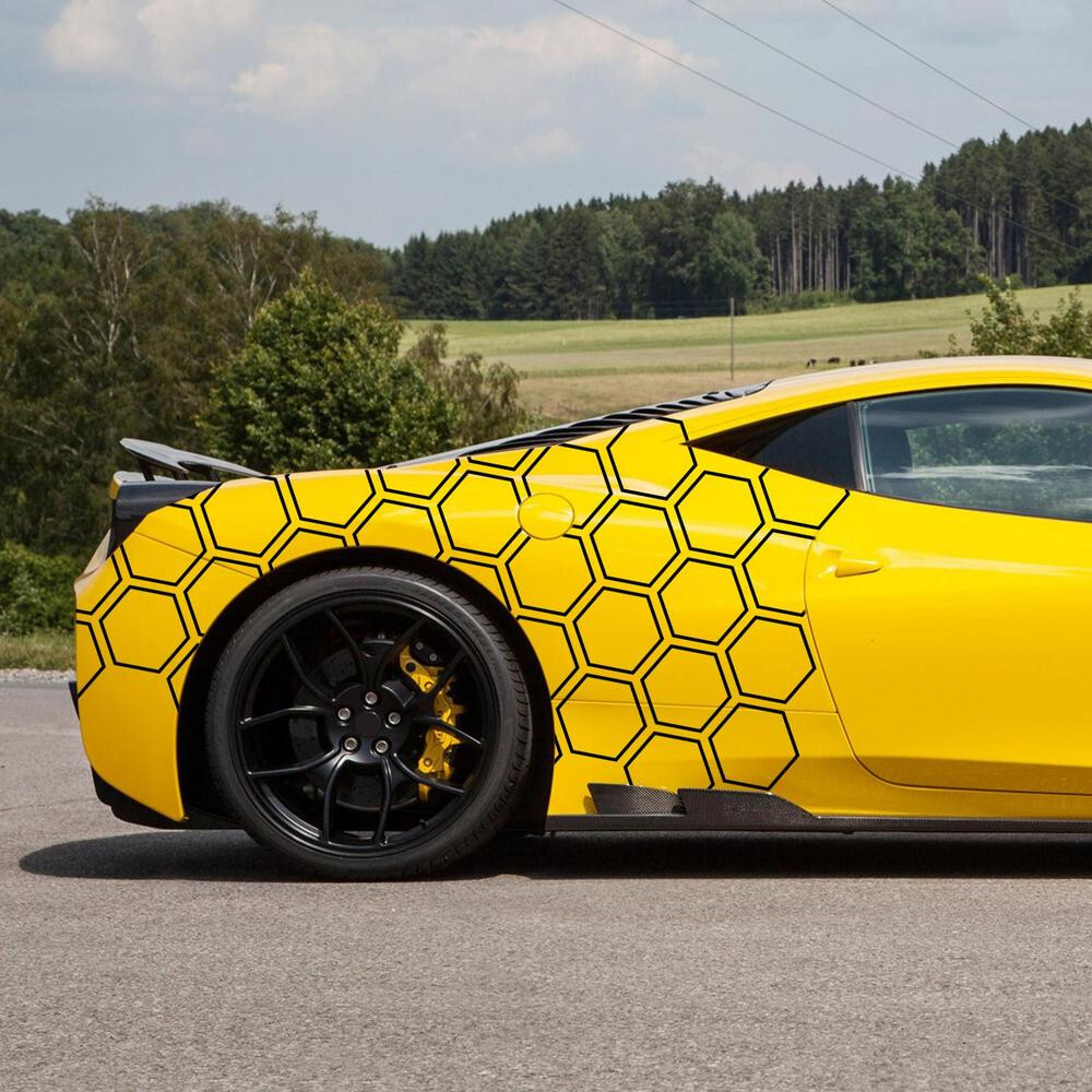 Car Decal Hexagon Side Body Decor Honeycomb Pattern Waist Line Vinyl Sticker