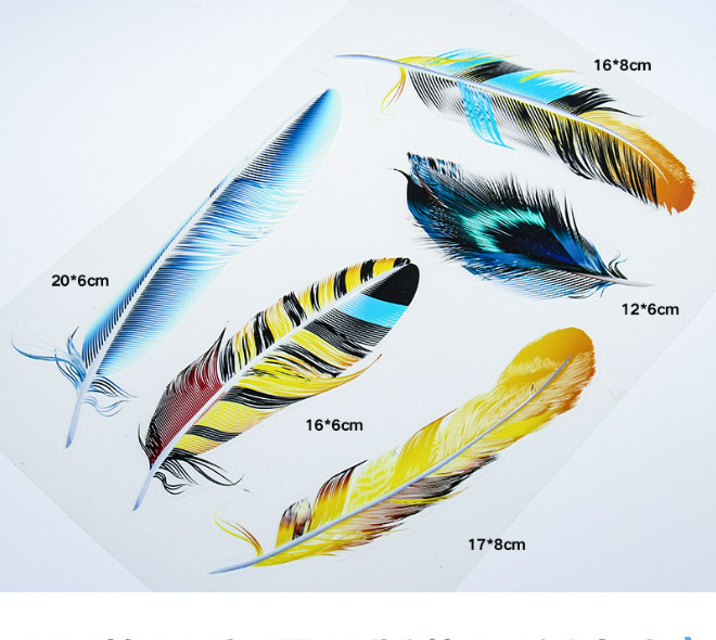 Full Sheet 3D Feather Decal Stickers Vinyl Auto Car Truck Window Bumper Scratch