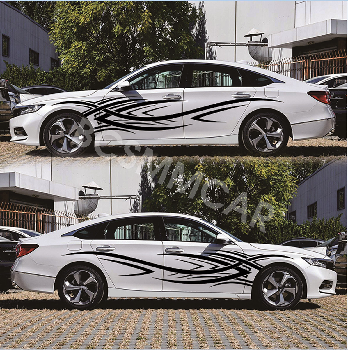 Vinyl Flame Graphics Decal Racing Stripe Stickers For Car Side Body Door Fender