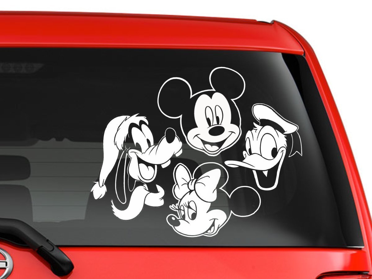 Disney Mickey Minnie Goofy donald Window Sticker Decal for Car SUV 9″ White