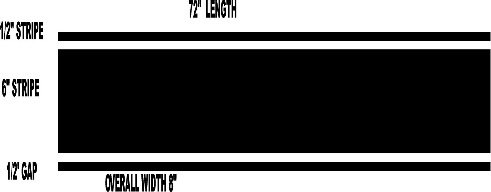 8″ x 72″ w 1/2″ Sides Racing Stripe Vinyl Decal for Cars, Trucks, Autos, RV’s