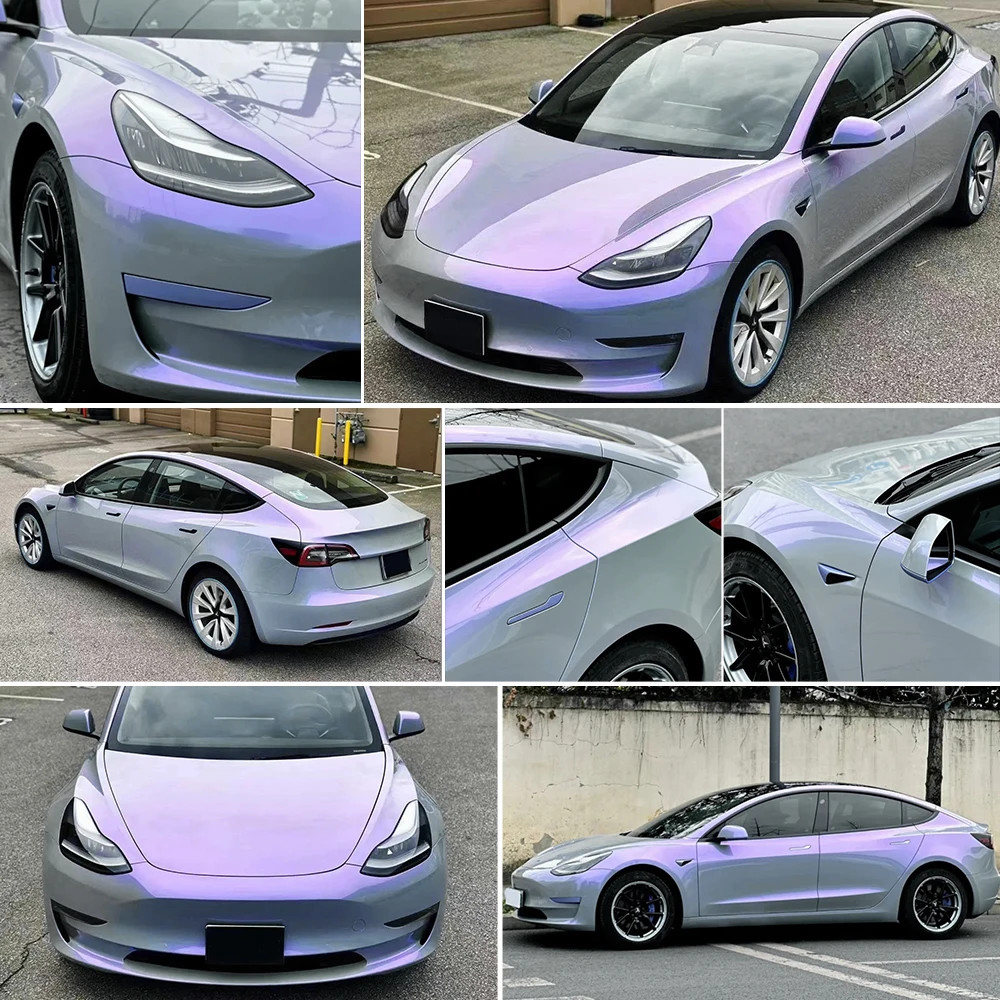 Gray Purple Vinyl Wrap Car Body Decoration Film Waterproof Auto Styling Sticker