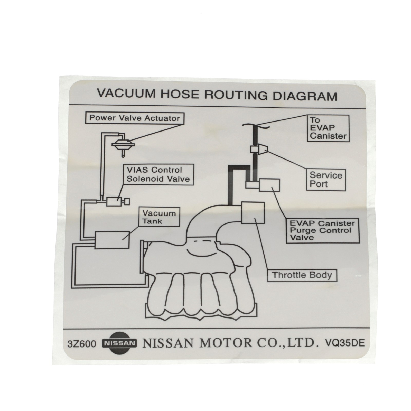 NEW OEM Nissan 2003-2006 Altima Quest Maxima Vacuum Diagram Label 22304-3Z600