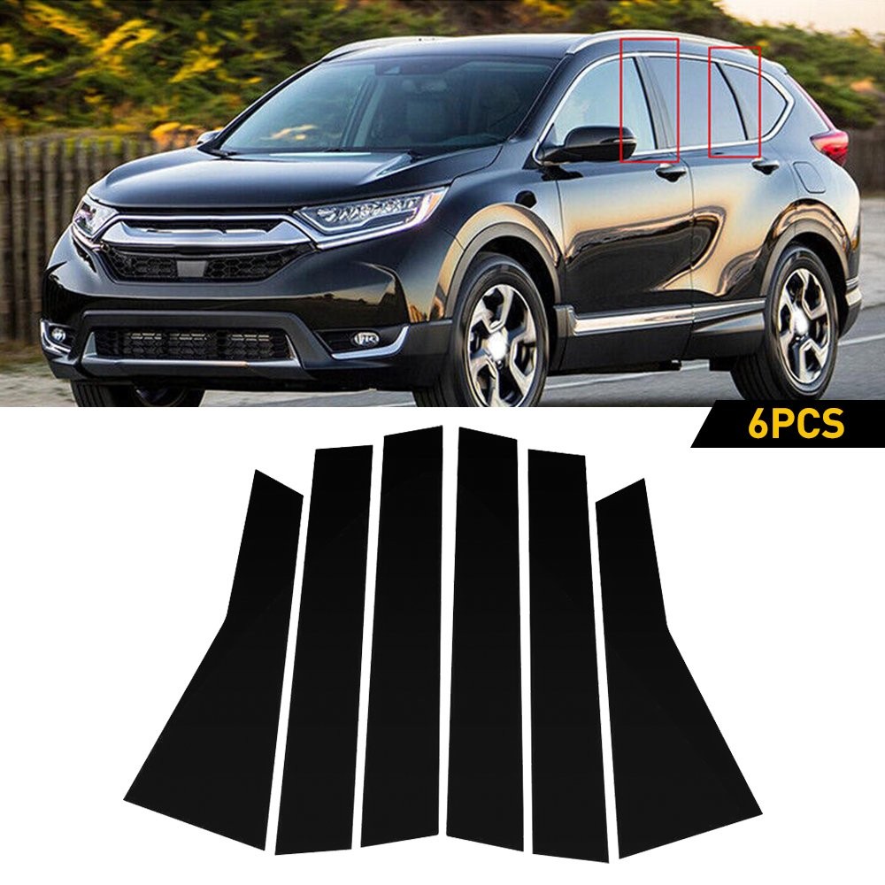 6/12x Piano Black Pillar Posts for 2017-2022 Honda CRV Window Trim Cover Kits M