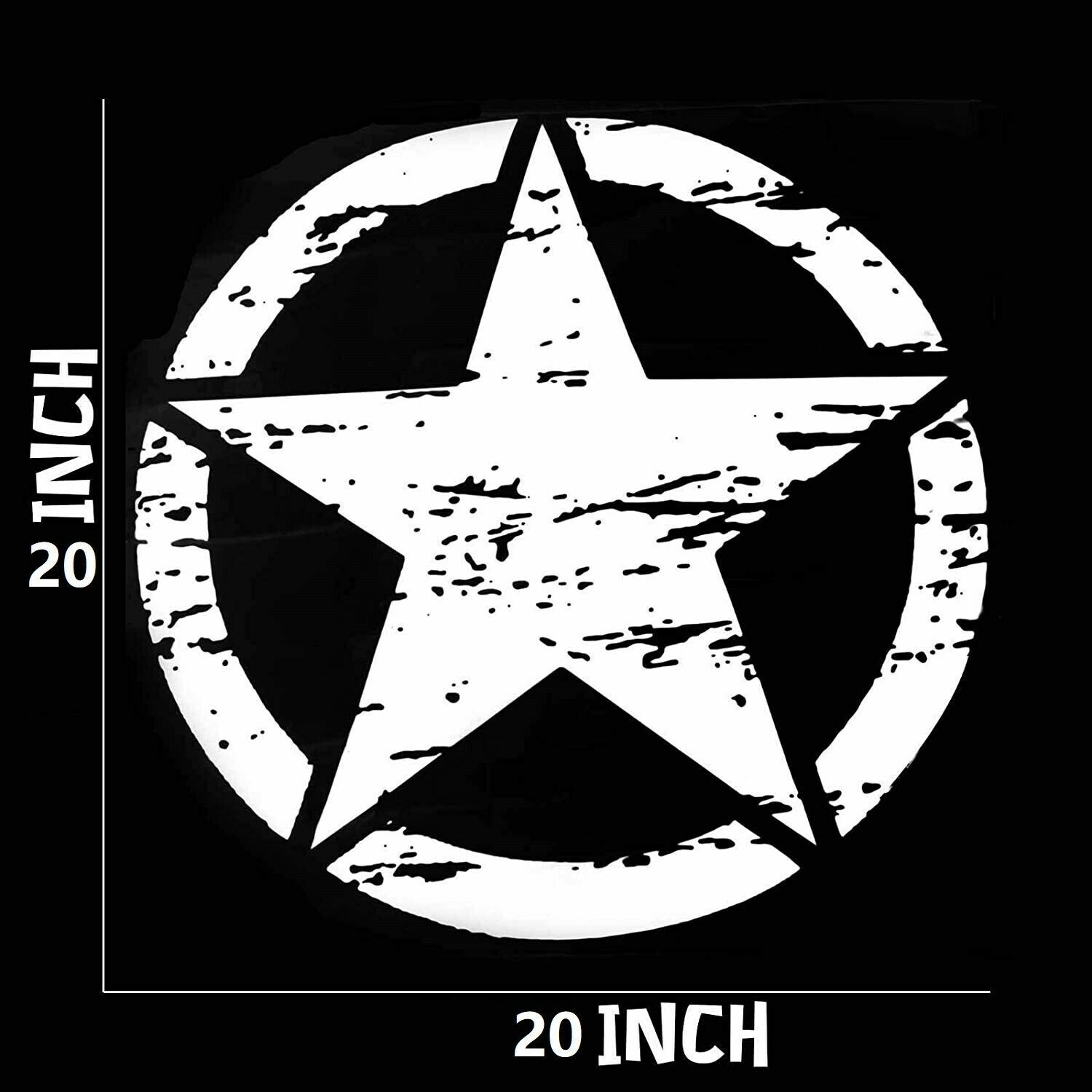 White Distressed Military Army Star Sticker Decal Car Truck SUV Hood Door