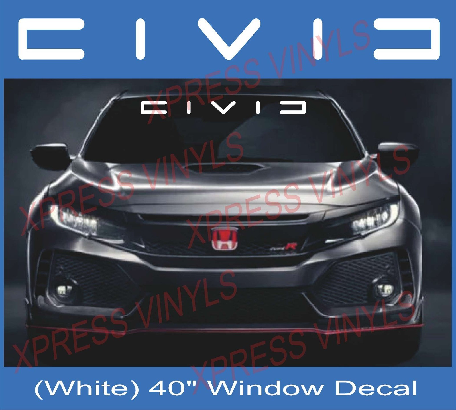 HONDA CIVIC 40″ Windshield Vinyl Decal Sticker Custom Vehicle Logo Window Car
