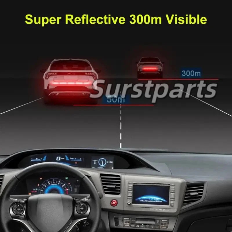 Blue Car Auto Trunk Reflective Warning Sticker Rear Bumper Safety Strip Decal