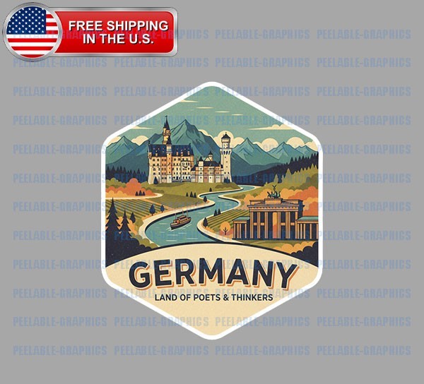 Germany Deutschland Country Bumper Vinyl Decal Sticker Souvenir Travel Map B