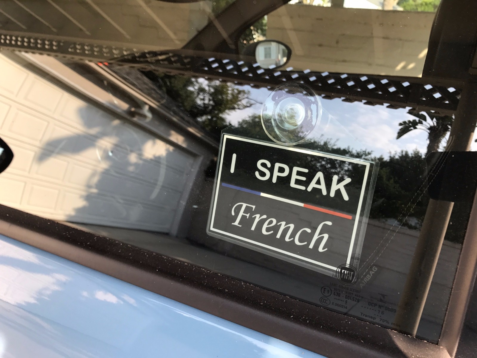 I Speak [language] Spanish French display decal with suction cup
