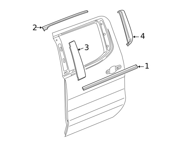 Genuine GM Rear Passenger Side Door Window Frame Front Applique 84987914