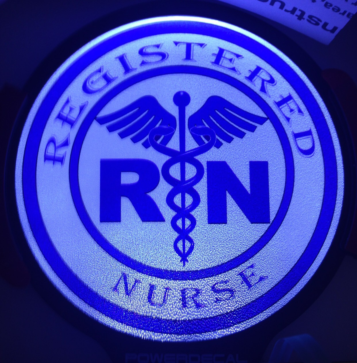 Registered Nurse Light Up Decal Powerdecal Backlit LED Motion Sensing Auto Decal