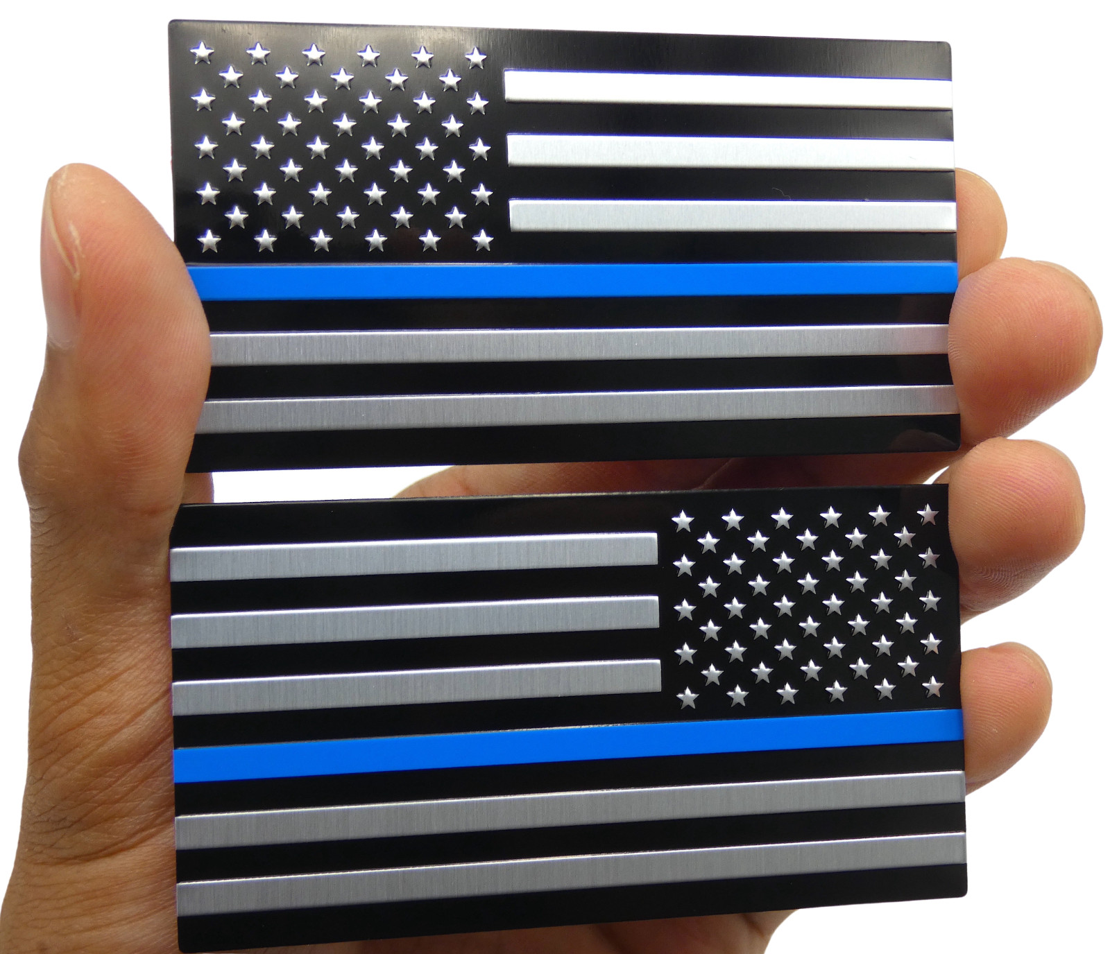 ALUMINUM Thin Blue Line Flag Decal Sticker Support Law Enforcement Police MIRROR