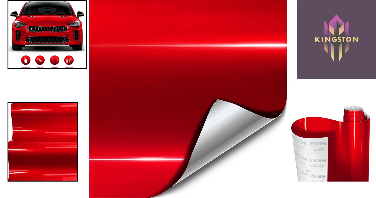 Stretchable Gloss Red Vinyl Wrap 1ft x 5ft – Flawless Finish for Any Vehicle