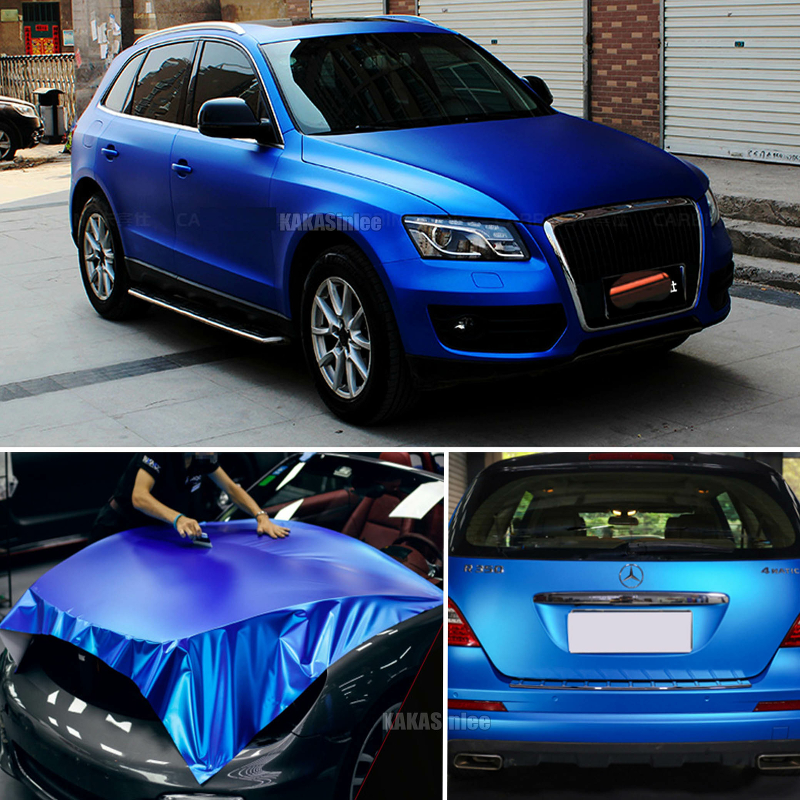 Bubble Free Entire Car Satin Matte Chrome Vinyl Wrap Hood SUV Sticker Blue US