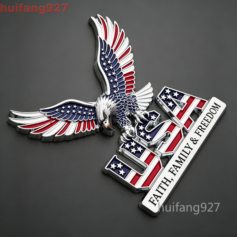 Metal Car Trunk Tailgate Fuel Tank Body Badge 3D USA Eagle Flag Emblem Decal