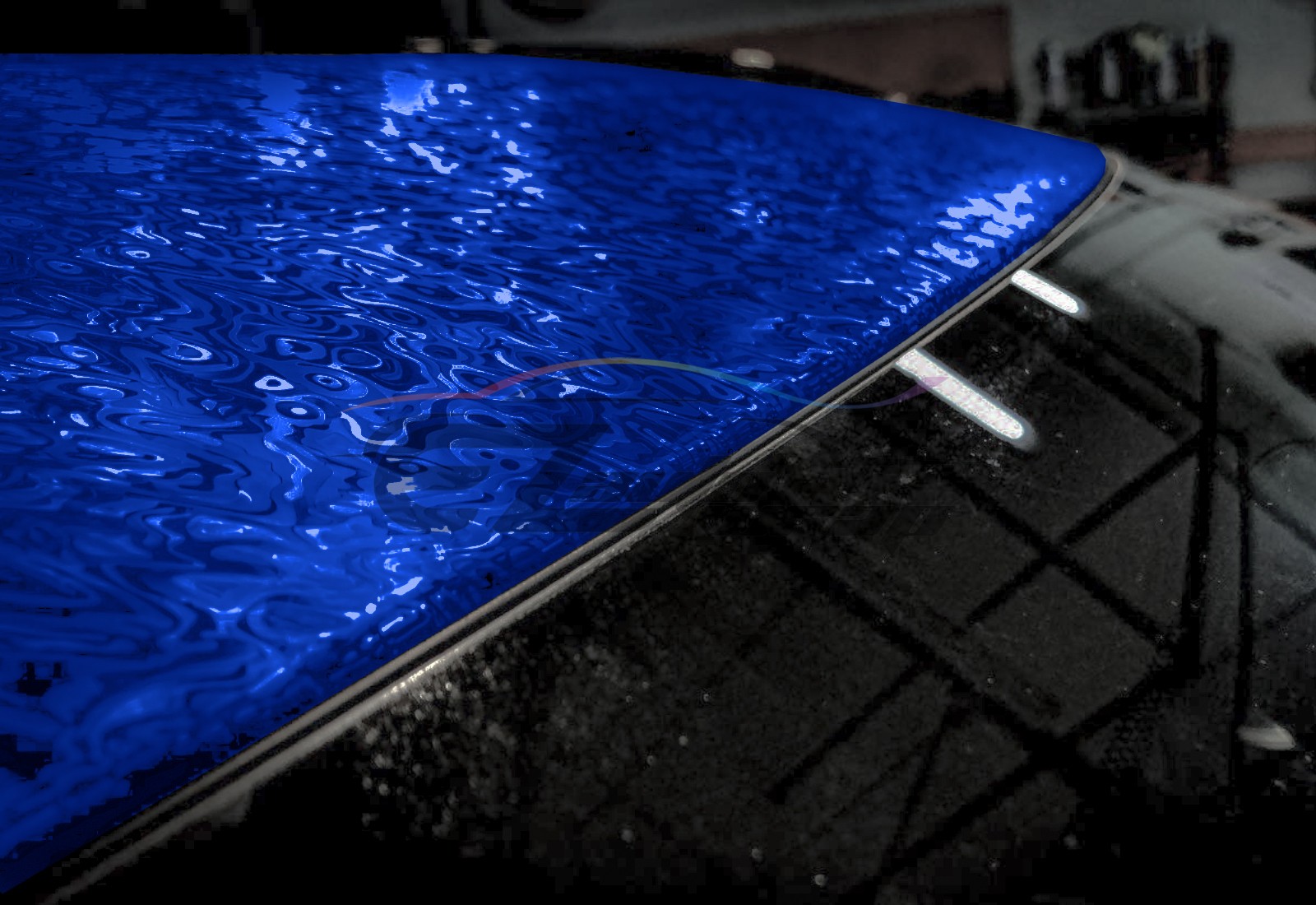 PET Damascus Steel Forged Gloss Royal Blue Car Vinyl Wrap Decal Sticker Film