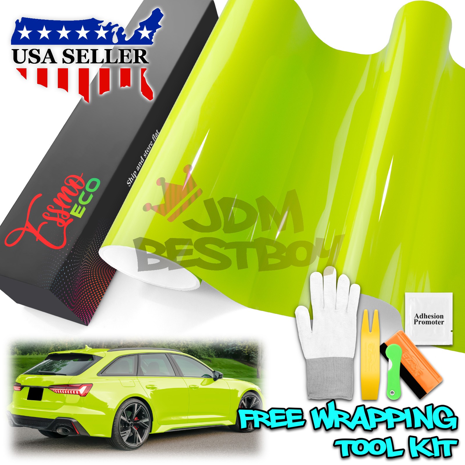5FTx9FT PPF Apple Green Gloss Color Vinyl Paint Protection Film Scratch Car Wrap