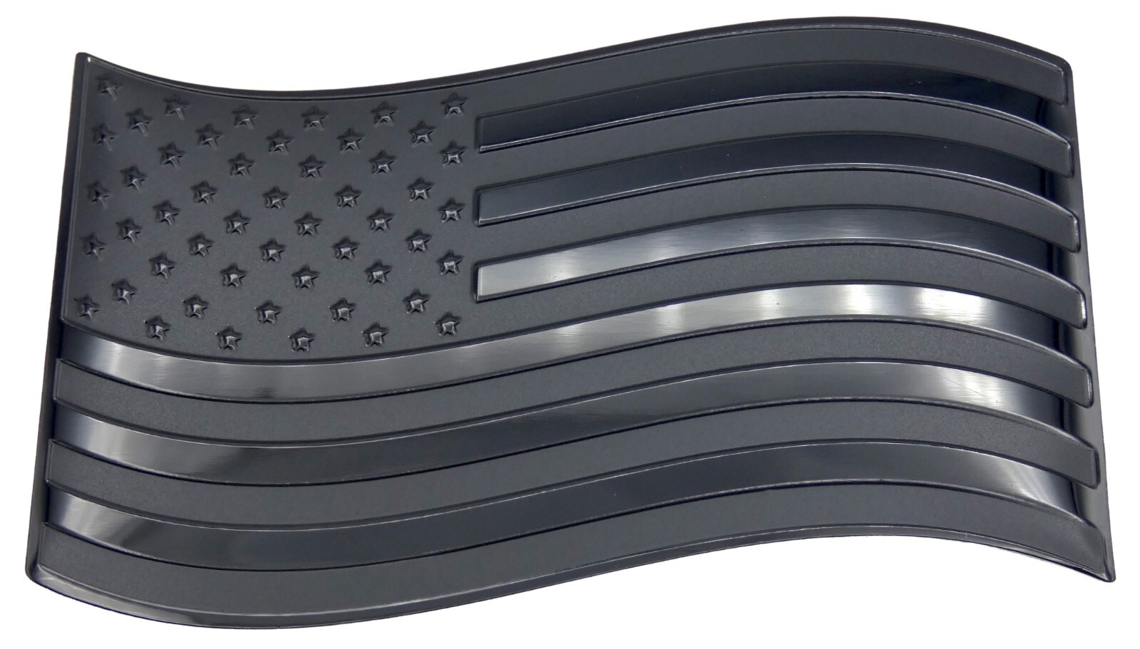 ALUMINUM Black American Flag Wavy Car Sticker Decal Emblem Truck 3.12″ x 1.75″