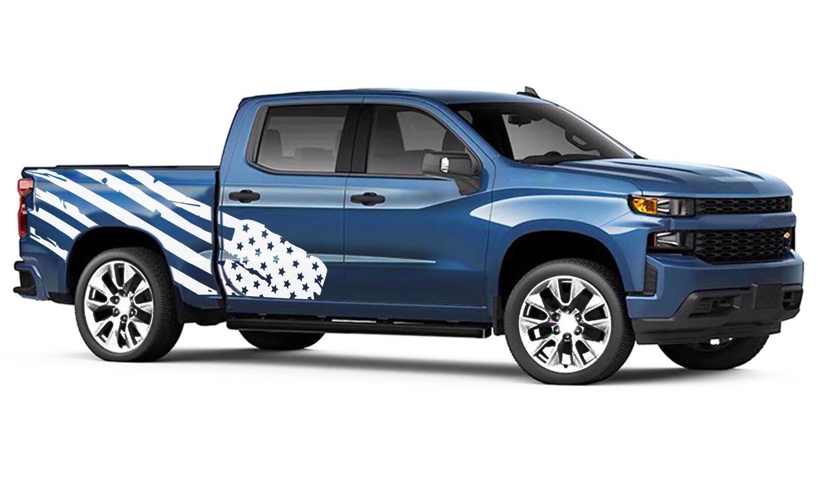Side big US flag graphics stickers decal compatible with Chevrolet Silverado