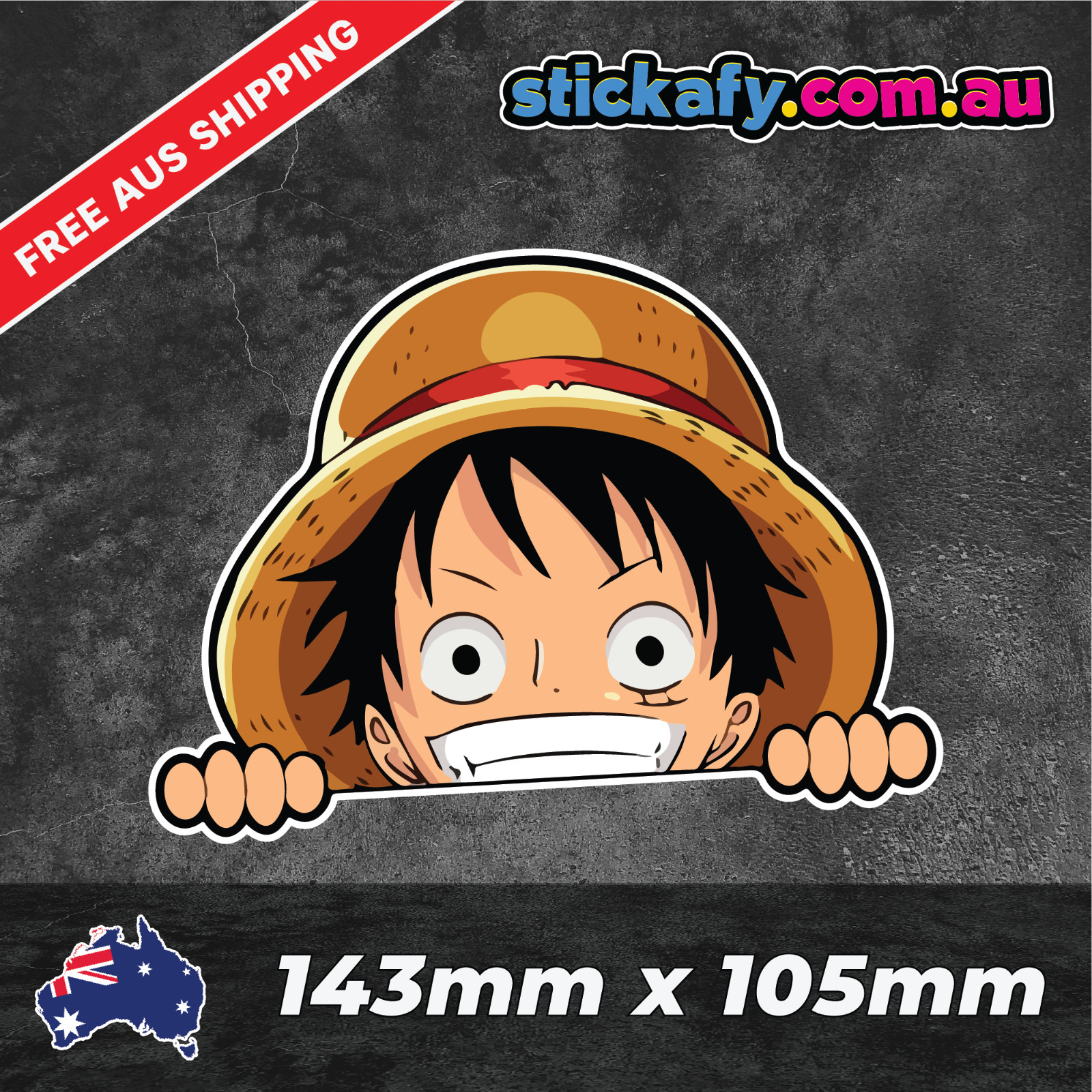 Luffy Peeking Sticker Funny Laptop Car Window Bumper 4×4 ute JDM Decal One Piece