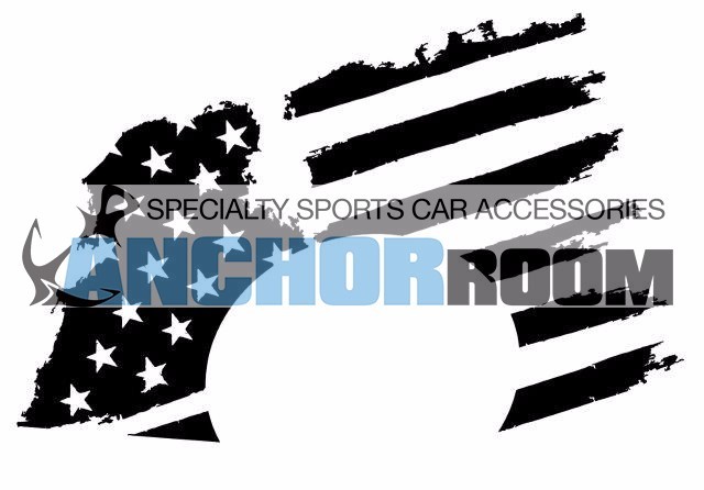 2010-2015 Camaro [TAF_DS]-Tattered American Flag-Driver Side-Matte Black Vinyl