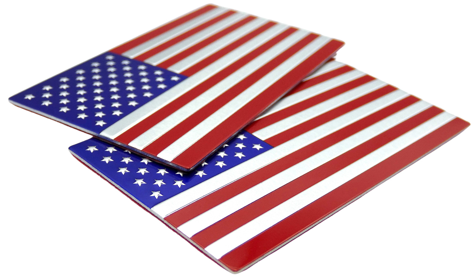 2x ALUMINUM American Flag Decal Sticker Car, Motorcycle, Patriotic Color