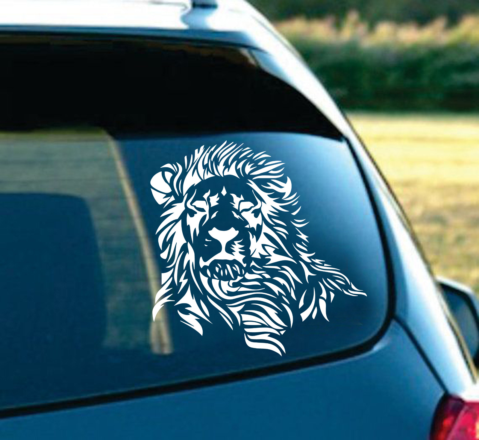 Tribal Lion Head Tattoo art Nice Silhouette #3 laptop car truck 6″ White