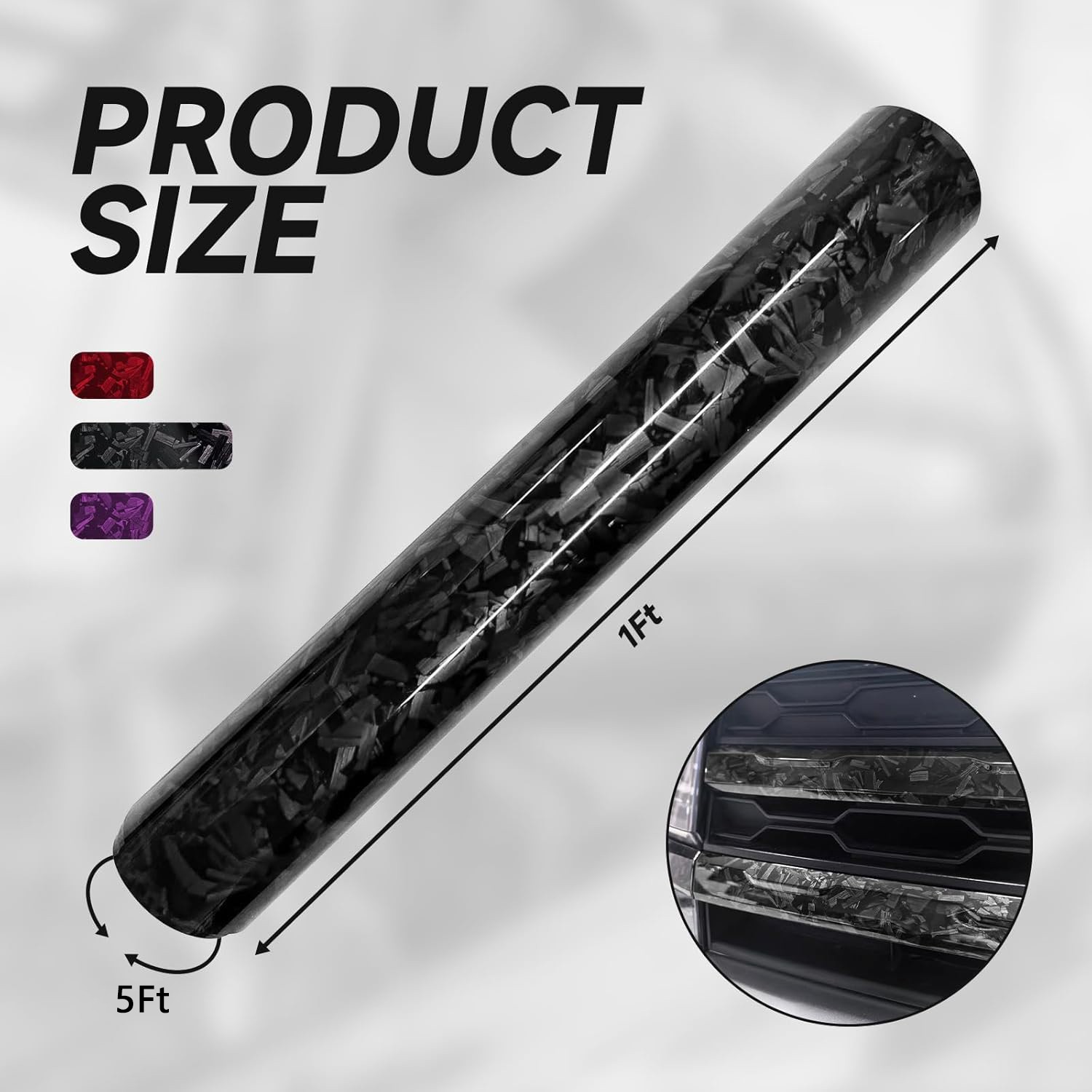 Premium Forged High Gloss Black Carbon Fiber Vinyl Film Wrap Roll Sticker Decal